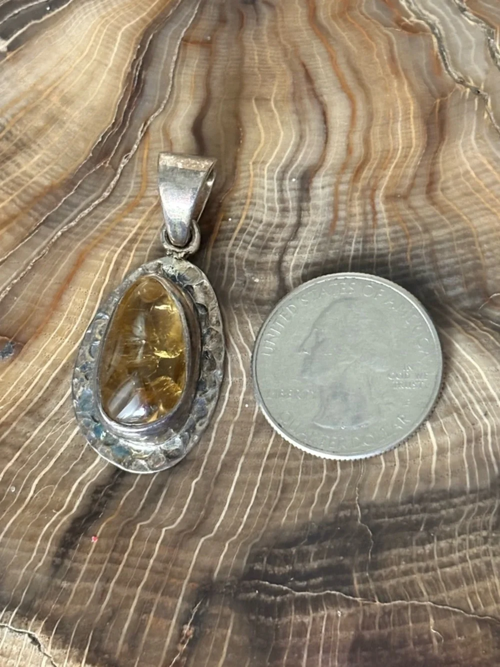 Citrine Sterling Silver Handcrafted Pendant Necklace